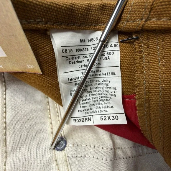 Carhartt Traditional Duck Bibs Overalls Quilt Lined 52x30 R02 BRN Brown NOS NWT - Picture 8 of 10